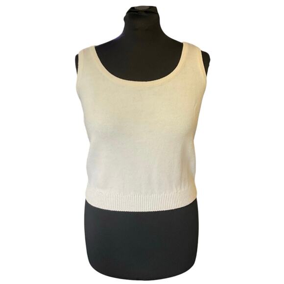 Vintage St. John Basics Off White Classic Santana Wool Knit Sweater Tank Size M - Picture 1 of 8
